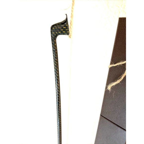 Carbon Fiber Professional Braided Gold, Black Violin Bow 4/4 With Case - Picture 2 of 16